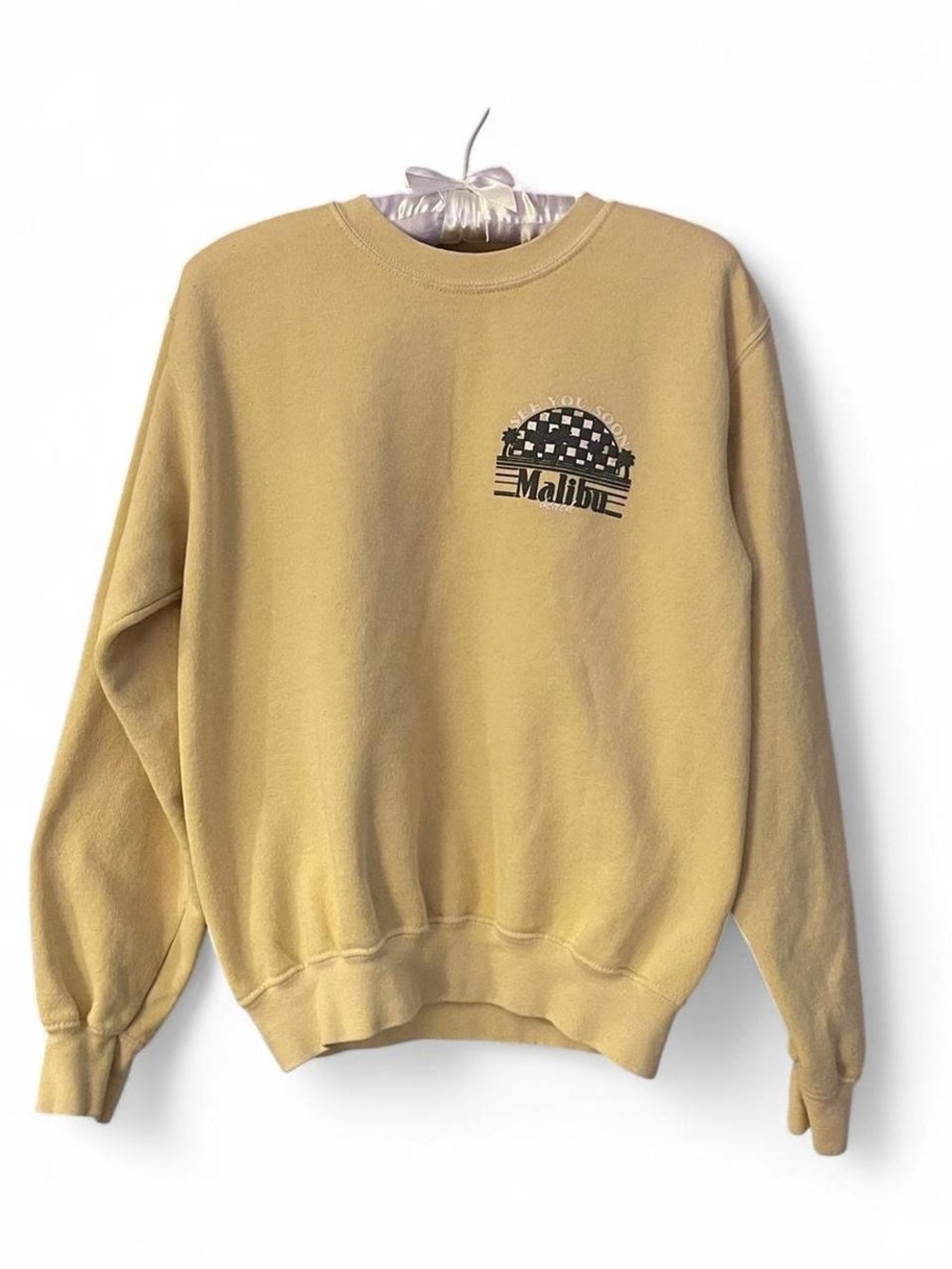Topshop Malibu Crewneck Sweatshirt in Pale Mustard